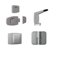 Lux Sera Kit SCP, Vis Pack - Contains: 3 x Moda RH Spring Hinges, 1 x Moda Lock & Indicator Set, 1 x Moda Bumper,   1 x Moda Hook & Universal Screw Fixings   in Satin Chrome