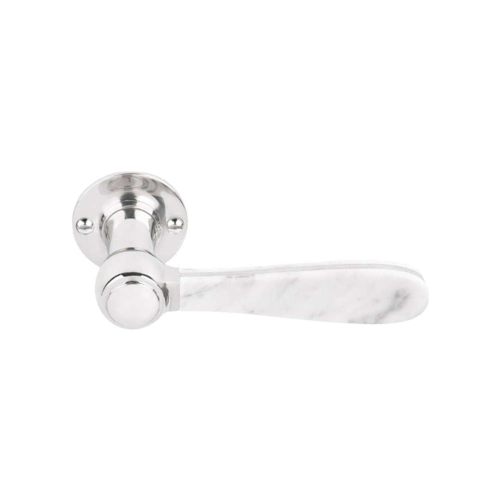 BOSCO LZ100MA-G sprung lever handle on rose polished stainless steel / Carrara marble  in Polished Stainless Steel / Carrara Marble