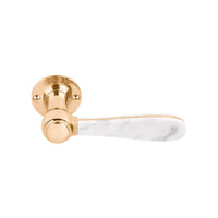 BOSCO LZ100MA-G sprung lever handle on rose brass unlacquered / Carrara marble  in Brass Unlacquered / Carrara Marble