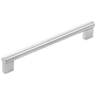 Stainless steel Momo Barletta cabinet pull handle with a sleek, modern design on a white background.