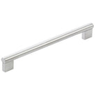 Stainless steel Momo Barletta cabinet pull handle with sleek, modern design for kitchen or furniture drawers.