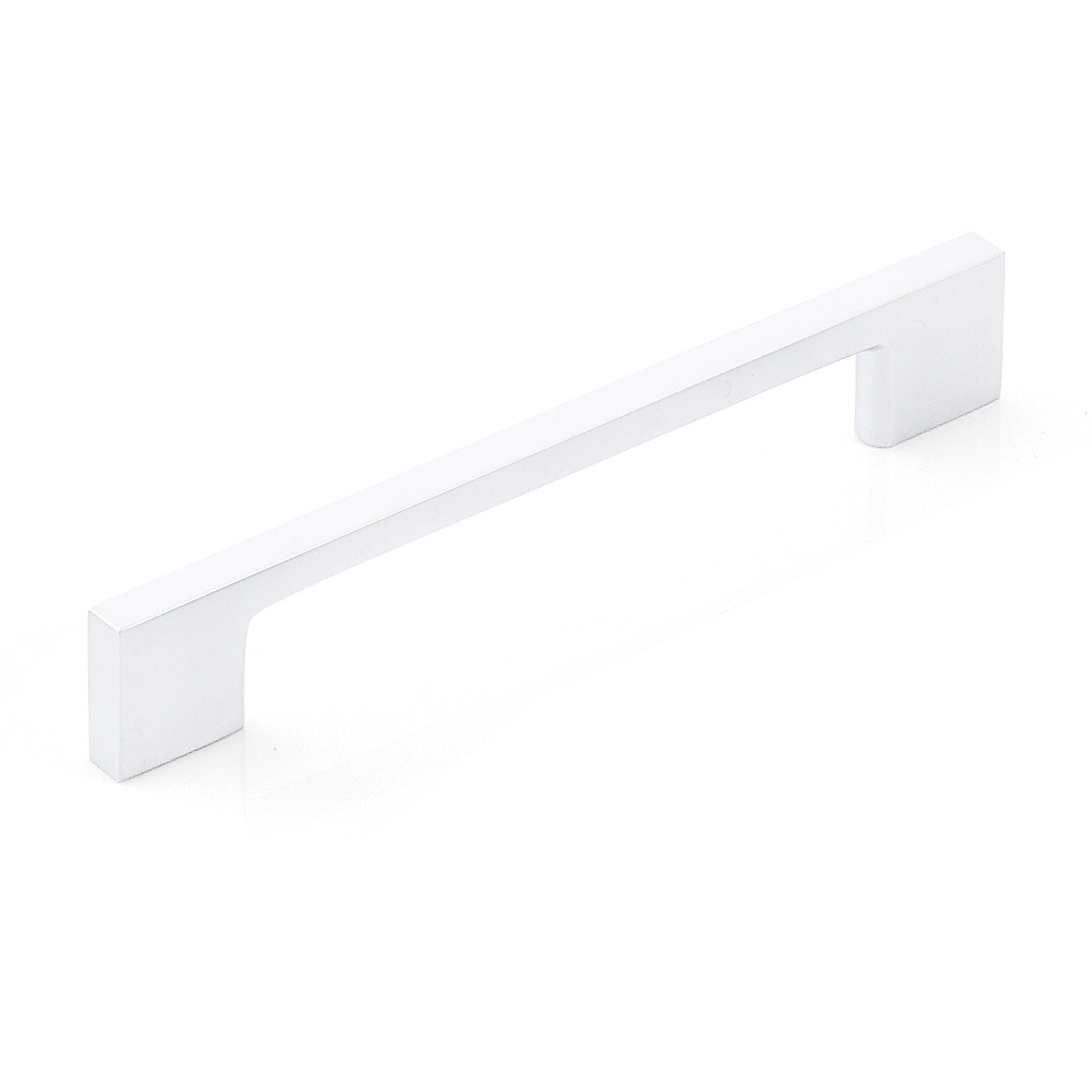 Momo LIVORNO cabinet pull handle in white finish with sleek, modern design mounted on a cabinet door.