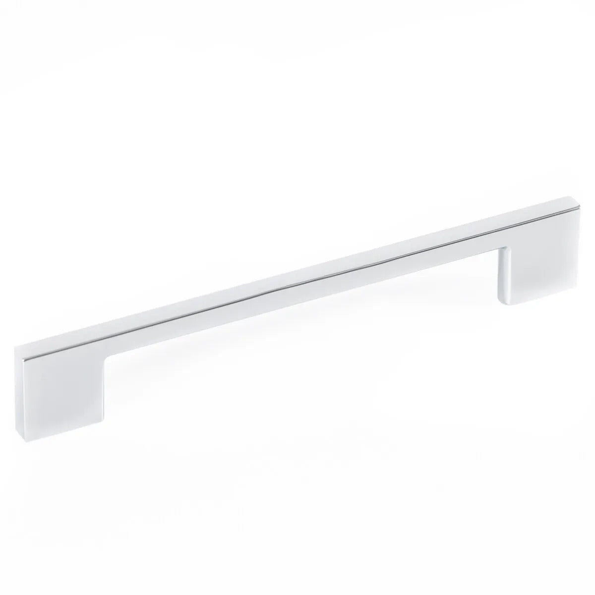 Momo LIVORNO cabinet pull handle in matte black with sleek, modern design, mounted on a wooden cabinet door.