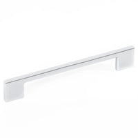 Momo LIVORNO cabinet pull handle in matte black with sleek, modern design, mounted on a wooden cabinet door.