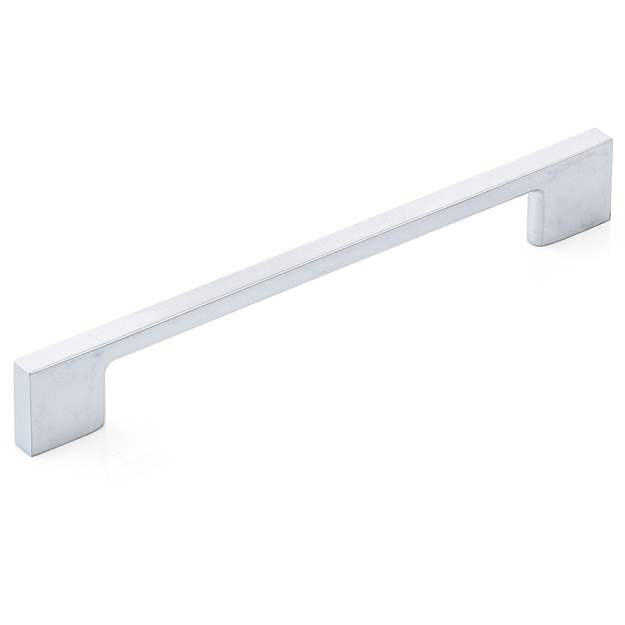 Momo LIVORNO cabinet pull handle in brushed gold finish mounted on a wooden cabinet door.