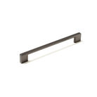 Momo LIVORNO cabinet pull handle in matte nickel finish, shown on a wooden cabinet door.