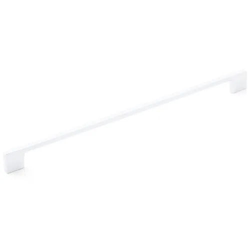 Momo LIVORNO cabinet pull handle in white finish with sleek, modern design, mounted on a cabinet door.
