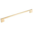 Momo LIVORNO cabinet pull handle in brushed bronze finish, mounted on a dark wooden cabinet.