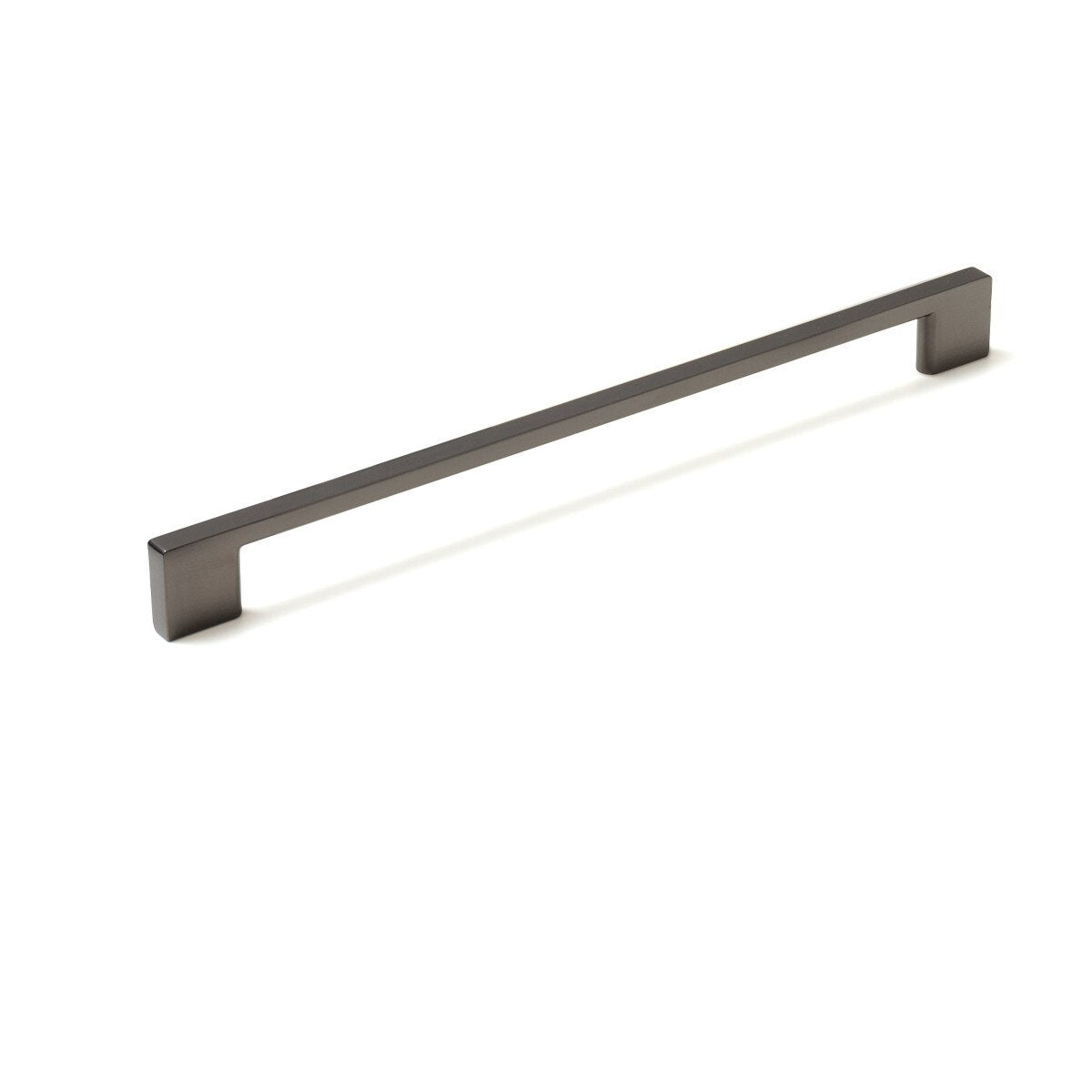 Momo LIVORNO cabinet pull handle with a modern brushed nickel finish, mounted on a cabinet door.