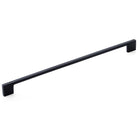 Momo LIVORNO cabinet pull handle in matte black finish with sleek, modern design, mounted on a wooden cabinet.