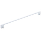 Momo LIVORNO cabinet pull handle in brushed stainless steel with a sleek, modern design on a light wood cabinet door.