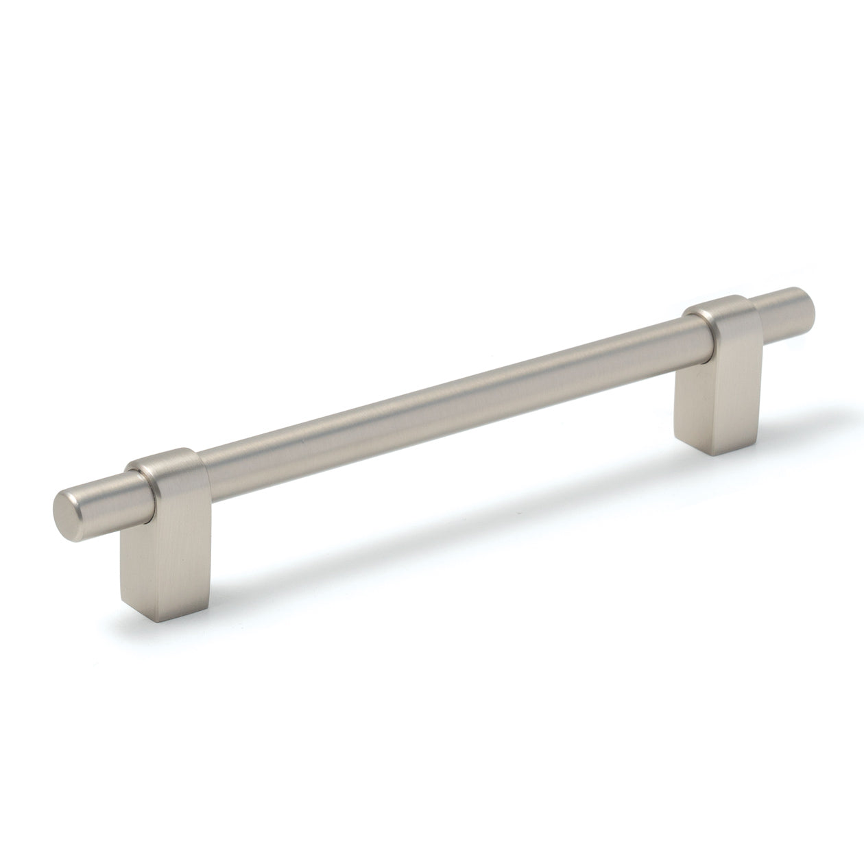 Momo MAIDA cabinet pull handle in dark bronze finish mounted on a cabinet door, showcasing modern kitchen hardware.