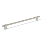 Momo MAIDA cabinet pull handle in dark bronze finish, mounted on a cabinet door, showcasing its sleek, modern design.