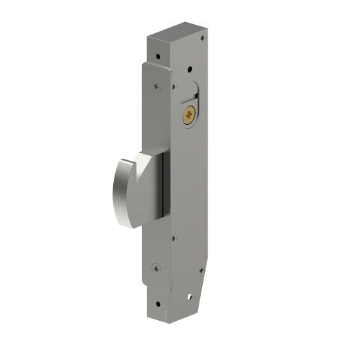 Mortice Sliding Door, Hook Bolt, Lock Case, Narrow Stile, 23mm Backset, 22mm Bolt, includes 2 Escutheons and 2 Cams in Satin Stainless