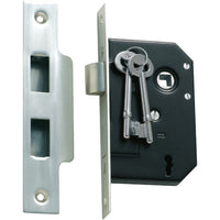 Mortice Lock 3 Lever Satin Chrome CTC57mm Backset 44mm in Satin Chrome