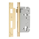 Mortice Lock Roller Euro Rebated Brushed Gold PVD CTC85mm Backset 60mm in Brushed Gold PVD