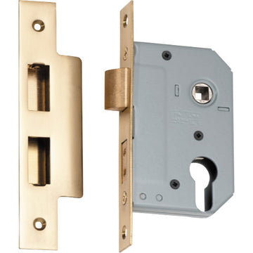 Mortice Lock Euro Polished Brass CTC47.5mm Backset 46mm in Polished Brass