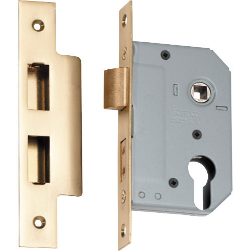 Mortice Lock Euro Polished Brass CTC47.5mm Backset 46mm in Polished Brass