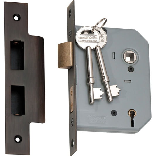 Mortice Lock 5 Lever Antique Brass CTC57mm Backset 57mm in Antique Brass