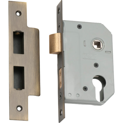 Mortice Lock Euro Antique Brass CTC47.5mm Backset 46mm in Antique Brass