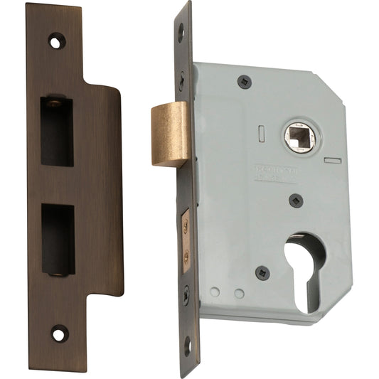 Mortice Lock Euro Antique Brass CTC47.5mm Backset 46mm in Antique Brass