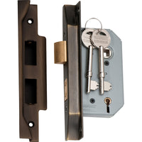 Mortice Lock 5 Lever Rebated Antique Brass CTC57mm Backset 46mm in Antique Brass