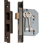Mortice Lock 5 Lever Rebated Antique Brass CTC57mm Backset 57mm in Antique Brass