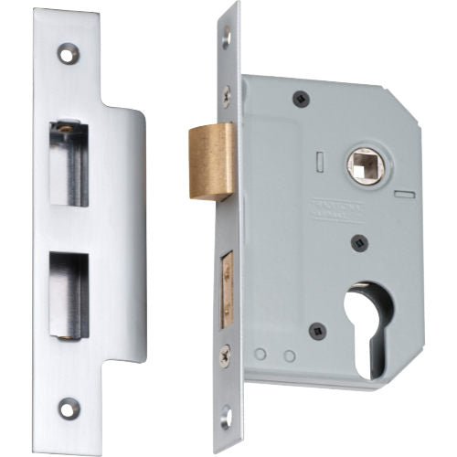Mortice Lock Euro Satin Chrome CTC47.5mm Backset 46mm in Satin Chrome