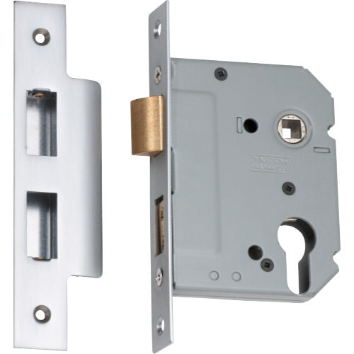 Mortice Lock Euro Satin Chrome CTC47.5mm Backset 57mm in Satin Chrome