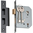 Mortice Lock 5 Lever Matt Black CTC57mm Backset 57mm in Matt Black