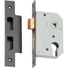 Mortice Lock Euro Matt Black CTC47.5mm Backset 46mm in Matt Black