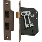 Mortice Lock 3 Lever Antique Brass CTC57mm Backset 44mm in Antique Brass