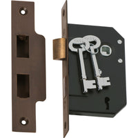 Mortice Lock 3 Lever Antique Brass CTC57mm Backset 44mm in Antique Brass