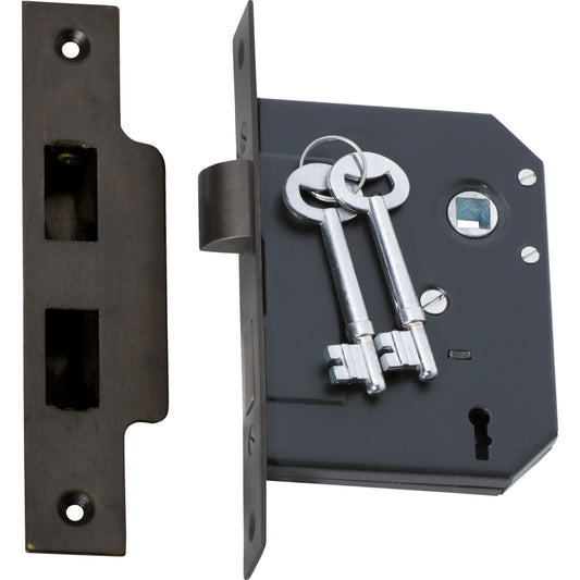 Mortice Lock 3 Lever Antique Brass CTC57mm Backset 57mm in Antique Brass