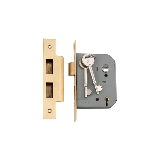 Mortice Lock 5 Lever Satin Brass CTC57mm Backset 57mm in Satin Brass