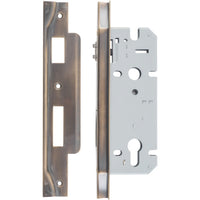 Mortice Lock Roller Euro Rebated Signature Brass CTC85mm Backset 45mm in Signature Brass