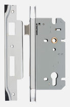 Rebated Mortice Lock Euro Polished Chrome CTC85mm Backset 60mm in Polished Chrome