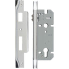 Mortice Lock Roller Euro Rebated Polished Chrome CTC85mm Backset 45mm in Polished Chrome