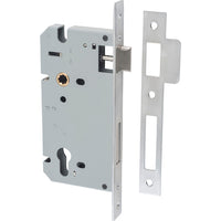 Mortice Lock Euro Brushed Chrome CTC85mm Backset 60mm in Brushed Chrome