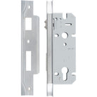 Mortice Lock Roller Euro Rebated Brushed Chrome CTC85mm Backset 45mm in Brushed Chrome