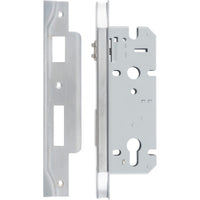 Mortice Lock Roller Euro Rebated Brushed Chrome CTC85mm Backset 45mm in Brushed Chrome