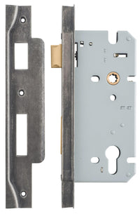 Mortice Lock Euro Rebated Distressed Nickel CTC85mm Backset 60mm in Distressed Nickel