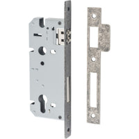 Mortice Lock Roller Euro Distressed Nickel CTC85mm Backset 45mm in Distressed Nickel