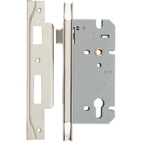 Mortice Lock Euro Rebated Polished Nickel CTC85mm Backset 60mm in Polished Nickel