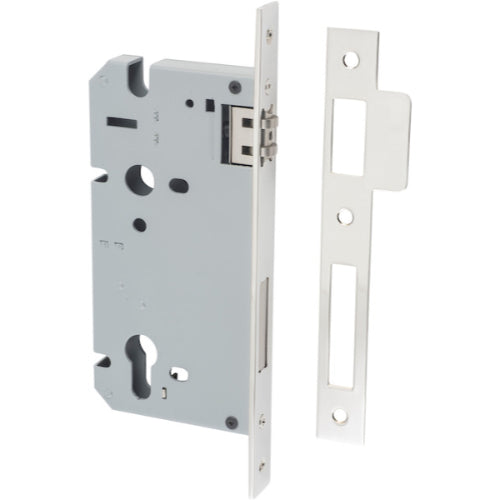Mortice Lock Roller Euro Polished Nickel CTC85mm Backset 60mm in Polished Nickel
