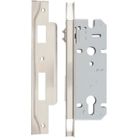 Mortice Lock Roller Euro Rebated Satin Nickel CTC85mm Backset 45mm in Satin Nickel