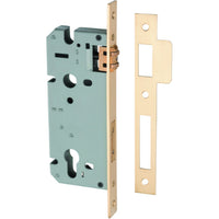 Mortice Lock Roller Euro Brushed Brass CTC85mm Backset 45mm in Brushed Brass