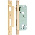 Mortice Lock Roller Euro Rebated Brushed Brass CTC85mm Backset 45mm in Brushed Brass