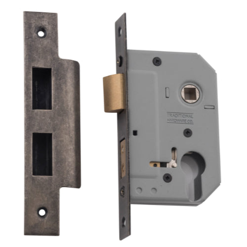 Mortice Lock Euro Rumbled Nickel CTC47.5mm Backset 46mm in Rumbled Nickel