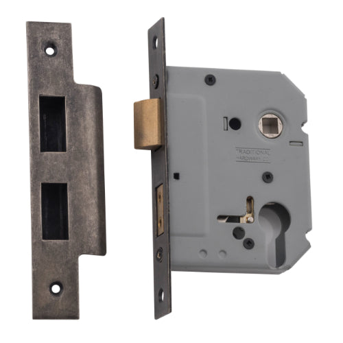 Mortice Lock Euro Rumbled Nickel CTC47.5mm Backset 57mm in Rumbled Nickel